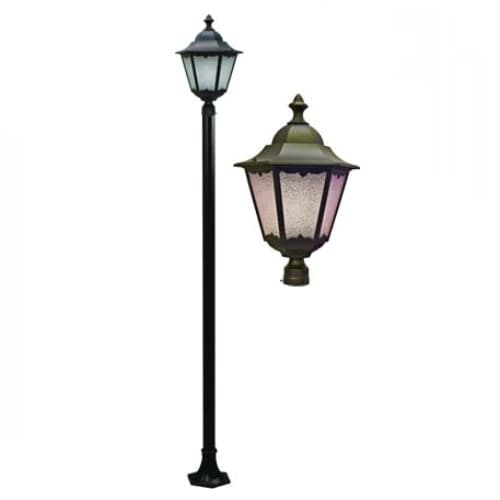 30W One Light Lantern LED Lamp Post Fixture w/Crackled Glass, Bronze