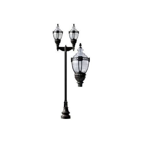 120W 2 Light Clear Top Decorative Base Acorn LED Lamp Post Fixture, Black