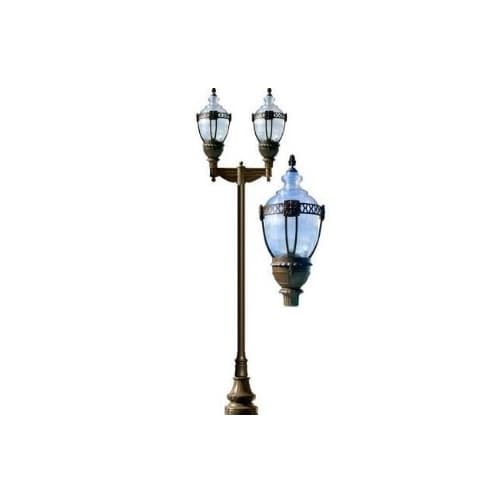 120W 2 Light Clear Top Decorative Base Acorn LED Lamp Post Fixture, Bronze