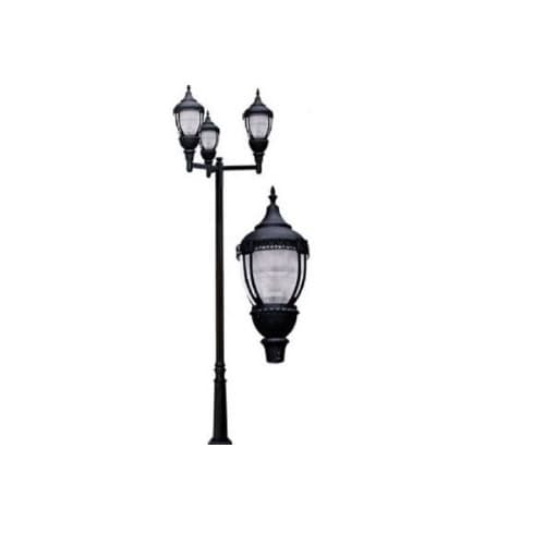 75W 3 Light Dark Top Decorative Base Acorn LED Lamp Post Fixture, Black