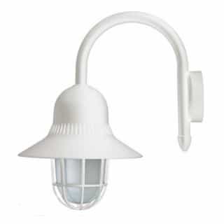6W LED Goose Neck Wall Fixture w/ Guard, A19, 120V, 3000K, White