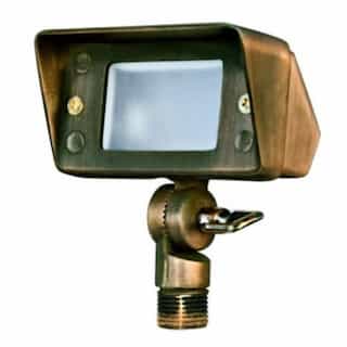 3W LED Brass Area Flood Light w/ Hood, Bi-Pin Base, 12V, 3000K, WBS