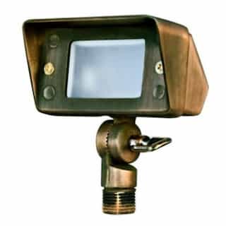 Dabmar 3W LED Brass Area Flood Light w/ Hood, Bi-Pin Base, 12V, 6400K, WBS