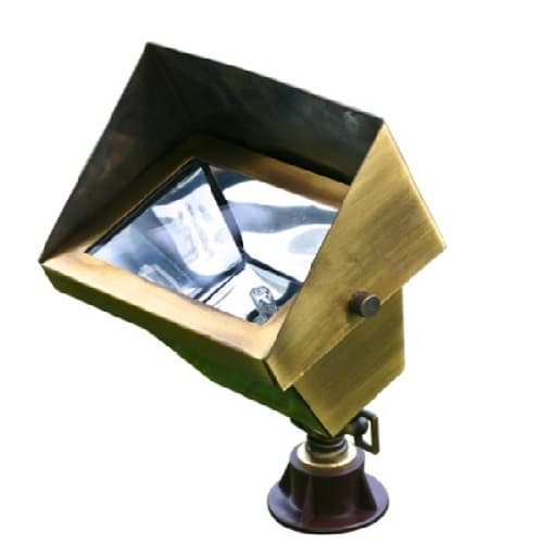 Dabmar 2.5W LED Area Flood Light w/ Hood, 12V, 6400K, Antique Brass