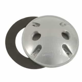 Aluminum Female Round Box Cover w/ Two 1.5-in NPT Holes, Gray