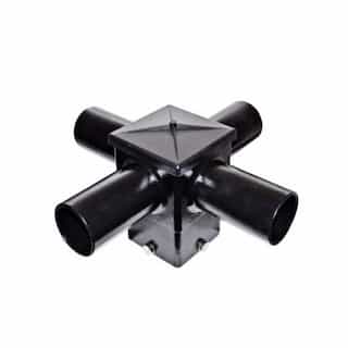 4x4-in Steel Post Top Mounting Bracket with 4 Horizontal Arms, Black