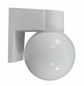 9W LED Wall Light, Curved Globe, 120V-277V, 3000K, White
