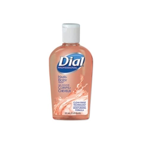 Dial Clear Amber, Peach Scented Body & Hair Shampoo-7.5-oz Flip Cap Decor Bottle