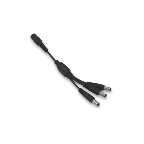 Diode LED 3-Way DC Splitter Plugs, 22/2 AWG, Black