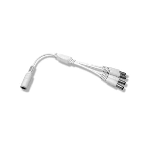Diode LED 5-Way DC Splitter Plugs, 22/2 AWG, White