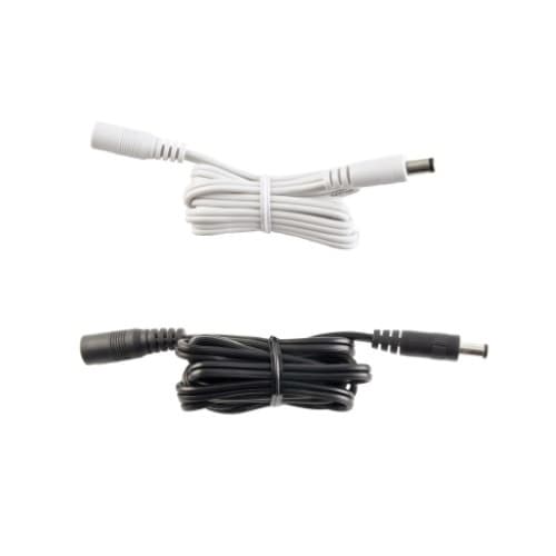 39-in DC Plug Extension Cable, 18 AWG White, 25-Pack