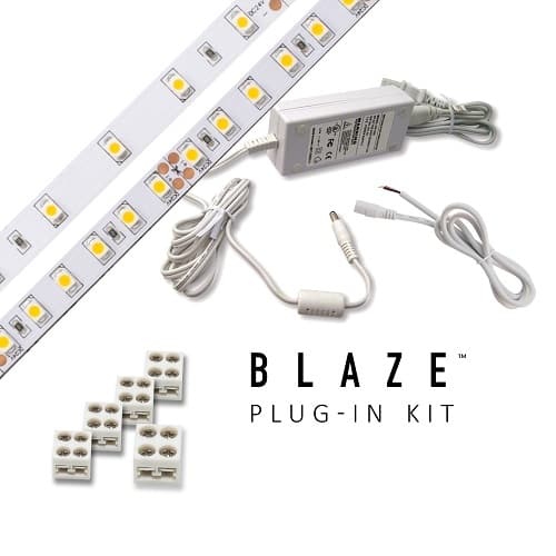 Blaze LED Tape Light Kit w/ Plug-in Adapter, 100 lm, 12V, 2700K