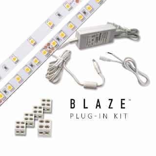 Blaze LED Tape Light Kit w/ Plug-in Adapter, 100 lm, 12V, 6300K