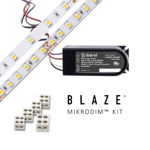 Blaze LED Tape Light Kit w/ MikroDim Driver, 100 lm, 24V, 3500K