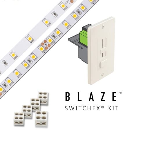 Blaze LED Tape Light Kit w/ SwitchEx Driver & DIm, 100 lm, 24V, 3000K