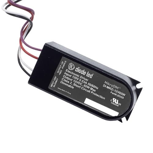 Diode LED 60W MikroDIM Dimmable Driver, .53A, 120V AC / 24V DC