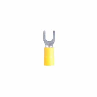 Spade Terminal w/ Fork, 12-10 AWG , 8-10 Stud Size, Yellow