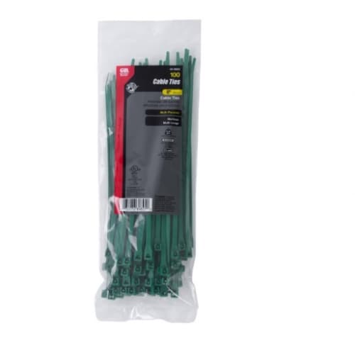 8-in Double Lock Cable Tie, 75lb, Green