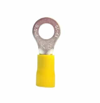 #12-10 AWG Yellow Ring Terminals, Stud Size 1/4" 