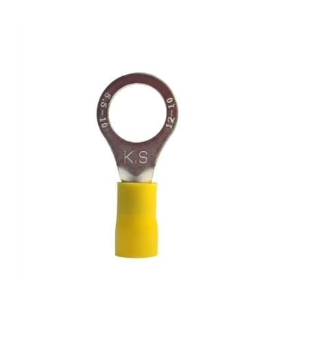Calterm #12-10 AWG Yellow Ring Terminals, Stud Size 3/8"