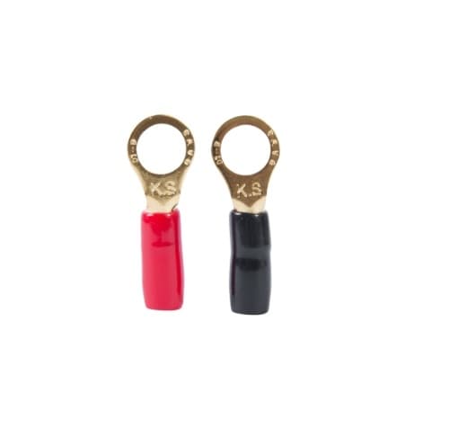 Calterm 3/8" Stud Red & Black Gold-Tech Ring Terminals 