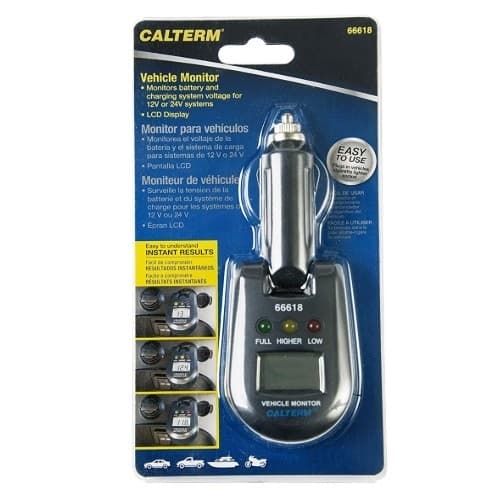 Calterm 24V Vehicle Battery & Charging System Monitor w/Clip-Strip