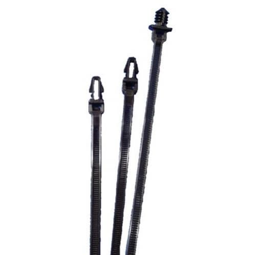 7.9-in Push Mount Cable Tie, 50 lb Tensile, UV Black, 100 Pack
