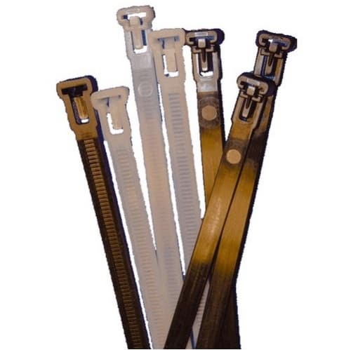 10.5-in Releasable Cable Ties, 50 lb Tensile, Natural, 100 Pack