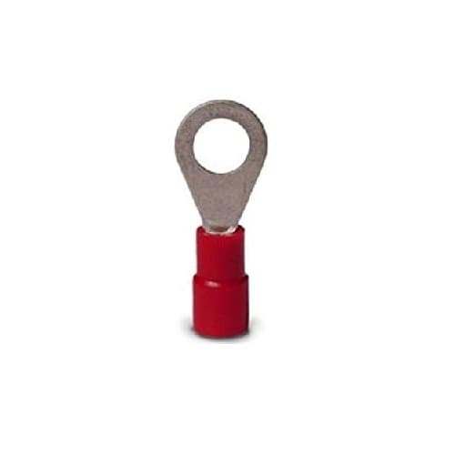 22-16 AWG 8-10 Stud Ring Terminal, Red, 7 Pack