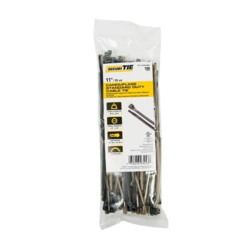 11-in Cable Ties, 50lb, Camo