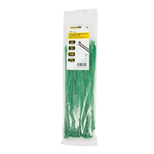 11-in Heavy Duty Cable Ties, 50lb, Green