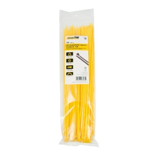 14-in Cable Ties, 50lb, Yellow