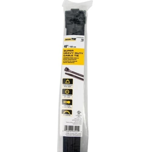 40-in Extra Heavy Duty Cable Ties, 250lb, Black