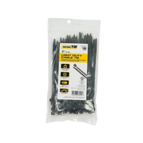 5-in Light Duty Cable Ties, 40lb, Black