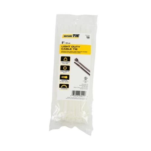 8-in Cable Ties, 40lb, Natural