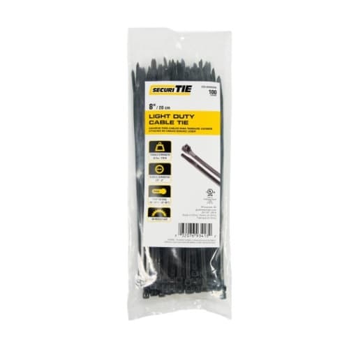 8-in Cable Ties, 40lb, Black