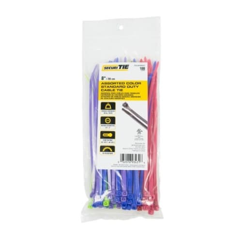 8-in Cable Ties, 50lb, Assorted