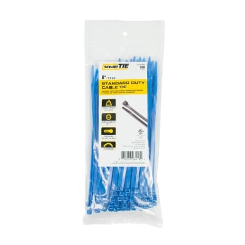 8-in Cable Ties, 50lb, Blue