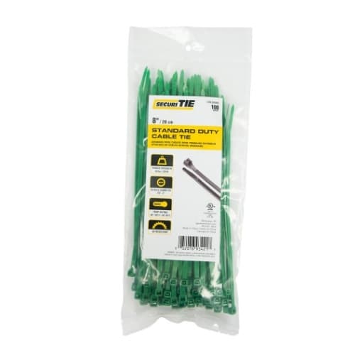 8-in Cable Ties, 50lb, Green