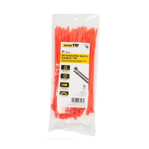 8-in Cable Ties, 50lb, Orange