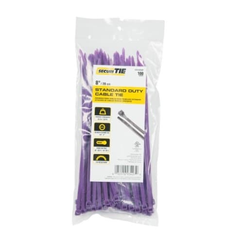 8-in Cable Ties, 50lb, Purple
