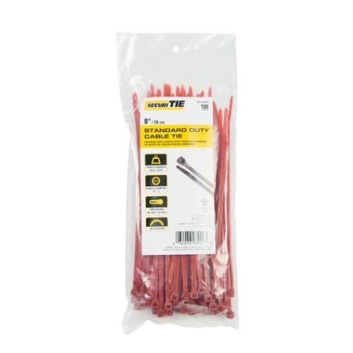 8-in Cable Ties, 50lb, Red