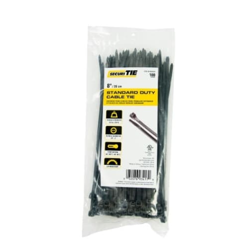 8-in Cable Ties, 50lb, Black
