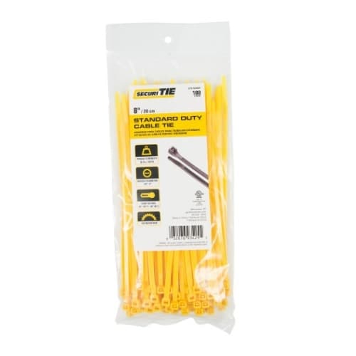 8-in Cable Ties, 50lb, Yellow