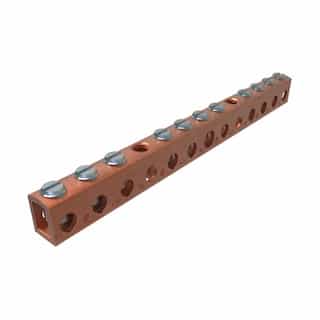 FTZ Industries Copper Neutral Bar, 11 Ports, 4-14 Main, 6-14 Tap AWG