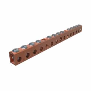 FTZ Industries Copper Neutral Bar, 13 Ports, 4-14 Main, 6-14 Tap AWG