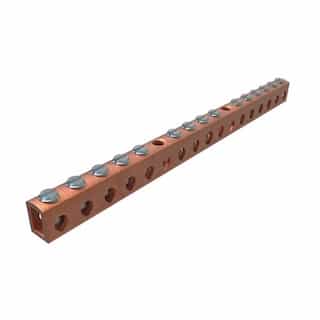 FTZ Industries Copper Neutral Bar, 15 Ports, 4-14 Main, 6-14 Tap AWG