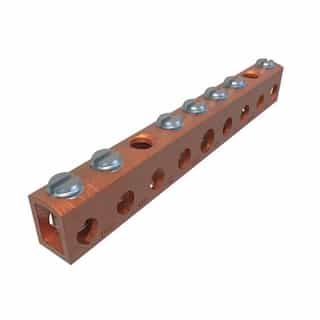 FTZ Industries Copper Neutral Bar, 7 Ports, 4-14 Main, 6-14 Tap AWG
