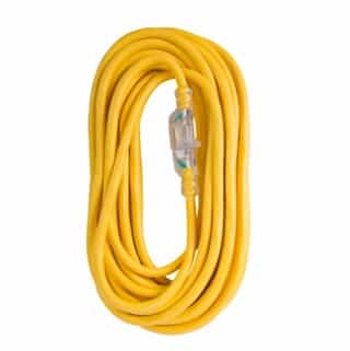 100 ft Yellow 12/3 SJTW Lighted End Extension Cord