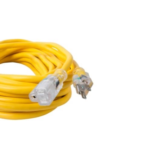 25 ft Yellow 12/3 SJTW Lighted Extension Cord